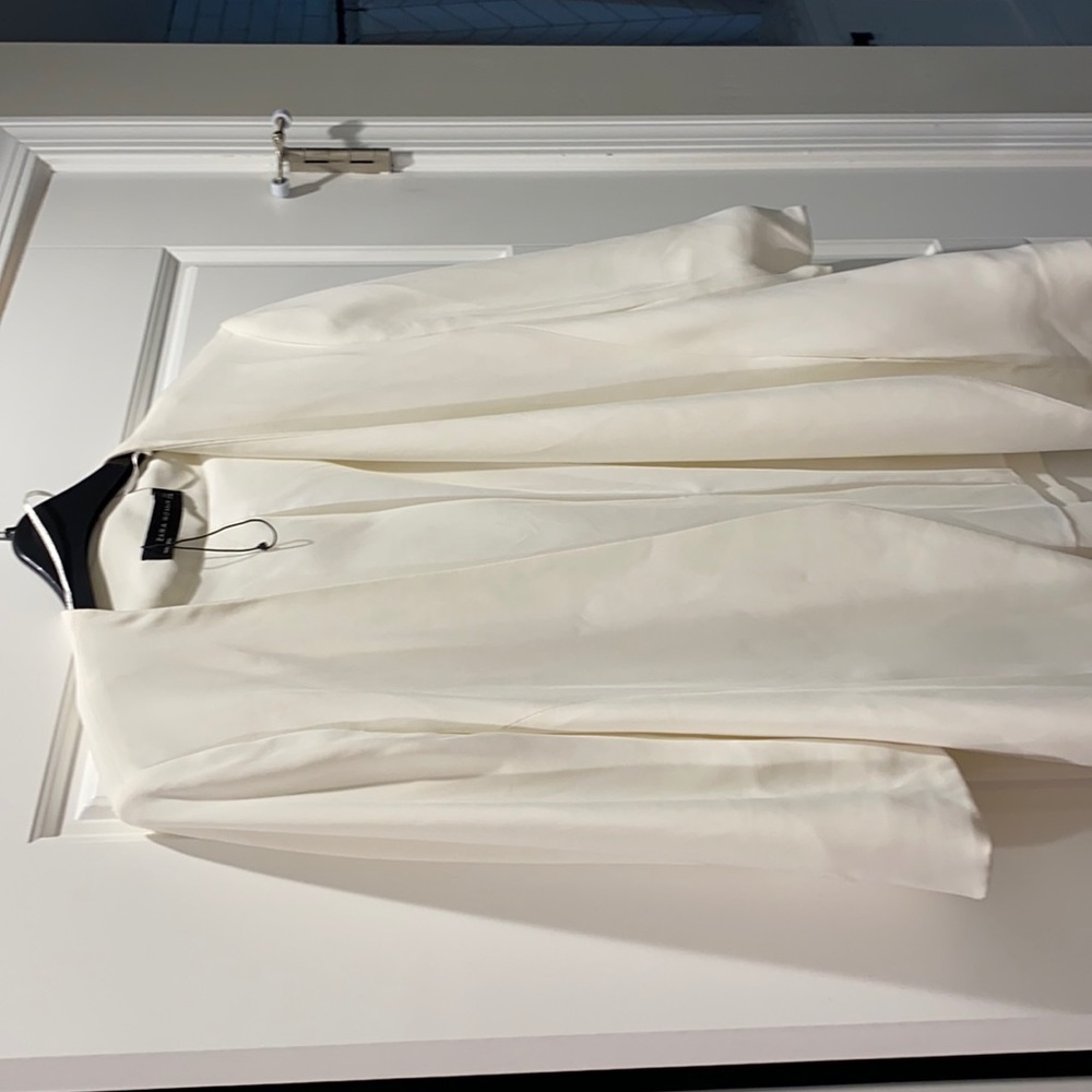 Zara, white jacket, dress coat